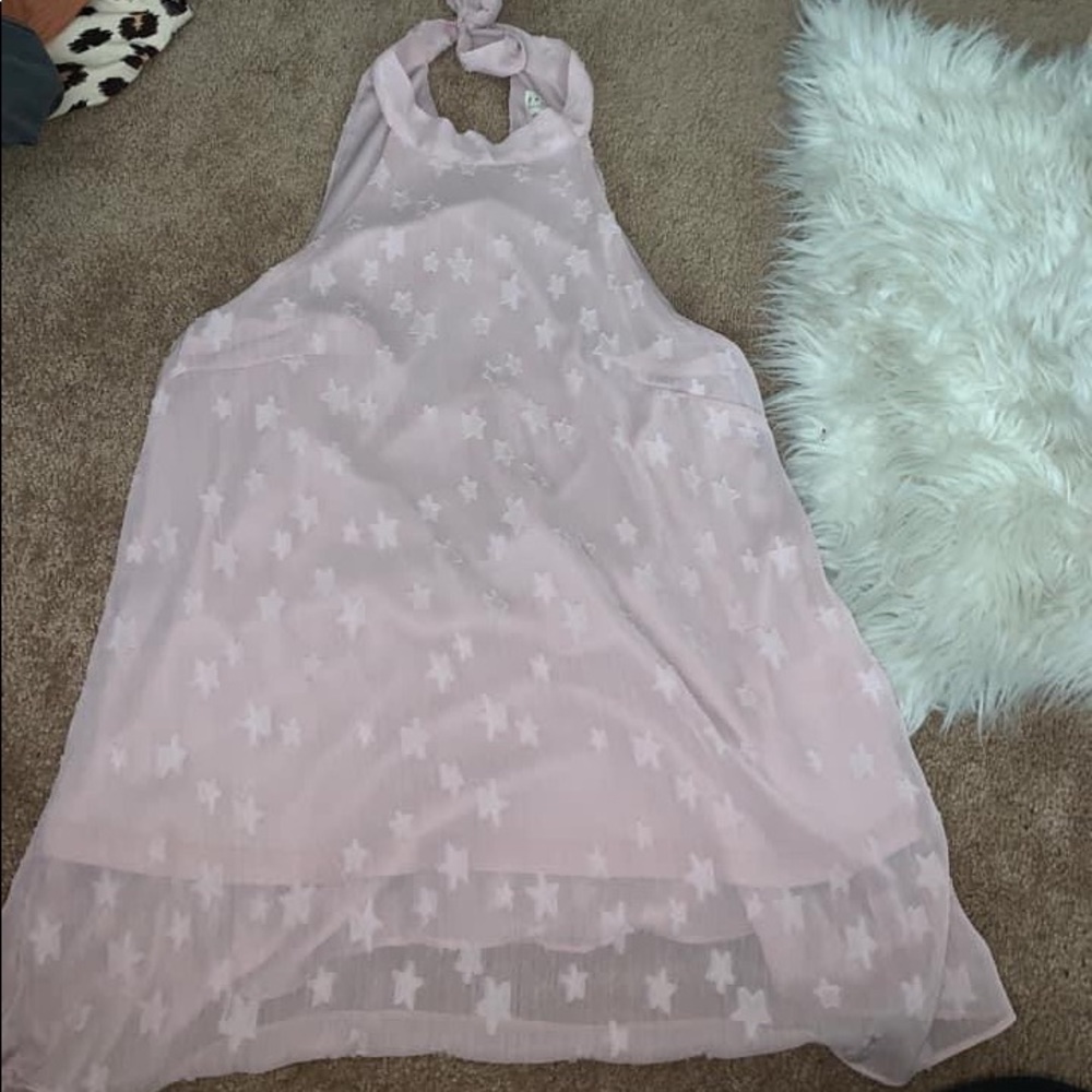 Barely worn pink and star tie around the neck top